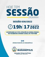 Convite para Sessões Ordinárias do mês de Outubro